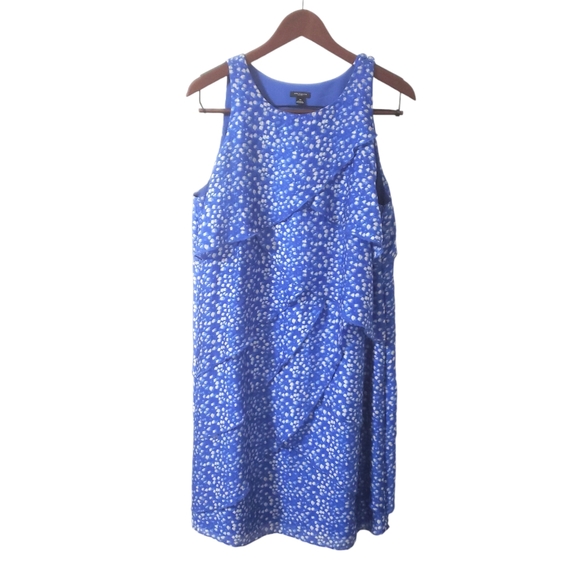 Ann Taylor Dresses & Skirts - Ann Taylor Silk Chiffon Dress Fairy Polka Dot Ruffle Tiered Dainty Blue Size 14